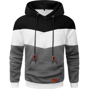 Men's Hoodies Sweatshirt with Kangaroo Pocket Novelty Color Block Pullover Hoodies Long Sleeve Hooded Drawstring