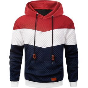 Men's Hoodies Sweatshirt with Kangaroo Pocket Novelty Color Block Pullover Hoodies Long Sleeve Hooded Drawstring