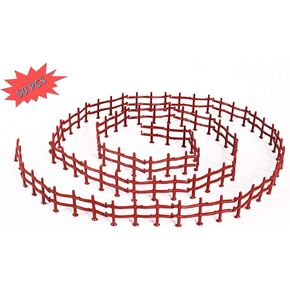 50PCS Toys Fence Horse Corral Fencing Accessories Playset, Mini Plastic Garden Fence Toys Farm Animals Horses Figurines, Fence Panels, Cake Toppers for Kids (M)