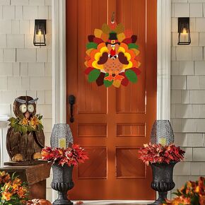 Thanksgiving Turkey Door Hanging 3D Thanksgiving Turkey Decorations for Fall Autumn Garden Farmhouse Sign Indoor Outdoor and Thanksgiving Wall Decor 13 ×11.5 in
