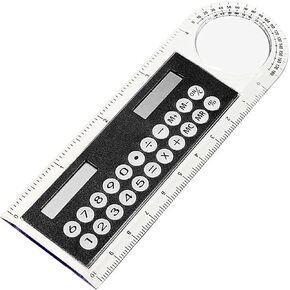 Black Mini Calculator, Portable Pocket Calculator Handheld Basic Calculator 3 in 1 Calculator Ruler Magnifier for Students School Home Office, Back to School Gift Christmas Birthday