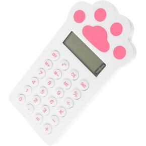 NUOBESTY Solar Calculator Calculator Cute Cat Paw Calculator LCD Display Screen Electronic Calculator Desktop Calculator for Office Stationery School White