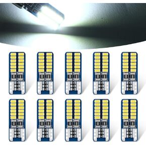 10 PCS T10 3014 Car LED License Plate Light, Waterproof Vehicle Dome Reading Light, Universal Durable Motorcycle Instrument Lighting Bulbs Replacement for Truck SUV Car (White Light)