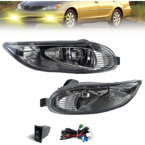 Fog Light Compatible With 2002 2003 2004 Toyota Camry, 2005 2006 2007 2008 Toyota Corolla, 2002 2003 Toyota Solara Bumper Driving Fog Lamps with Switch & Wiring Kit And Smoked Lens