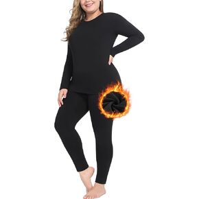 Plus Size Thermal Underwear for Women Long Johns Sets Fleece Lined Base Layer Cold Weather Long Underwear