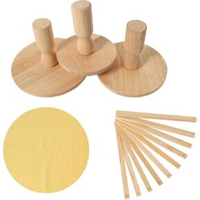 3 Pack Pottery Molds 4.5/5.5/6.5 in Plaster Molds Wood Pottery Tools with Handle Ceramic Molds for DIY Bowls Plate Dish(w / 5 pcs Sculpting Cleaning Tools and 10pcs Rolling Mud Stick)
