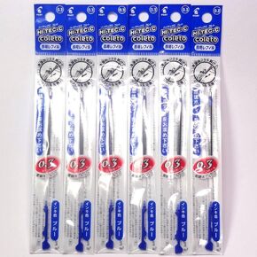 Pilot Hi-Tec-C Coleto Gel Ink Pen Refill 0.3mm, Blue, × 6 Packs/Total 6 pcs (Japan Import) [Komainu-Dou Original Package]