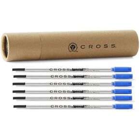 Cross Classic Blue Medium Ballpoint Ink Refills for Cross Ballpoint Pens, 6ct/pk (New Version) (Bulk Pack of 6/Pack) in Storage Tube ( Blue)