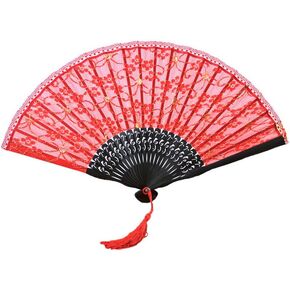 Vintage Retro Royal Court Flower Lace Handheld Folding Hand Fan for Lady Girl (Black)