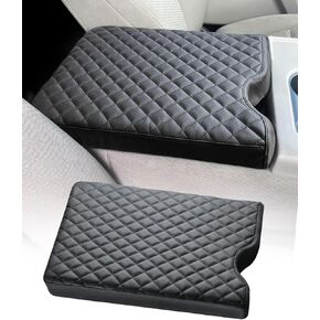BELINOUS Center Console Cover Compatible with 2015-2023 Ford F150, 2017-2023 F250 F350 F450 F550 with 40/20/40 Jump Seat, PU Leather Armrest Cushion Protector (Black)