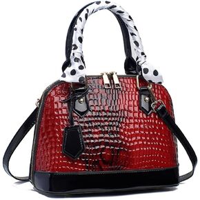 Nevenka Womens Patent Leather Handbag Purse Top-handle Shell Bags Crossbody Shoulder Bag With Adjustable Strap