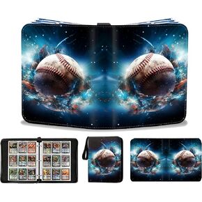 Baseball Card Binder 900 Pockets, Baseball Trading Card Binder Sports Card Binder with 50 Large Removable Sleeves, Sport Card Collection Baseball Collectible Trading Card Albums with Zipper 3-Ring