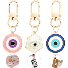 3Pcs Evil Eye Keychain, Cute Car Key Ring Luck Charms Key Chain Good Luck Protection Amulet Keyring for Purse Backpack