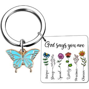 Christian Gifts for Women Birthday Butterfly Inspirational Gifts for Friends Sisters Religious Spiritual Gifts for Women Mom Coworker Christian Keychain