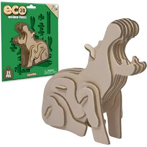 Hippo from Deluxebase. Animal Themed DIY 3D Puzzle Craft Kit. Sustainable Wood Safari Animal Toys. Perfect Model Building Kits for Educational Toys and Kids Party Favors