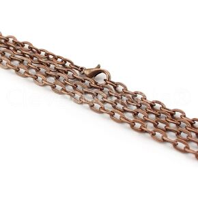 CleverDelights 4x6mm Cable Chain Necklaces - Antique Copper Color - 50 Pack - 24 Inch