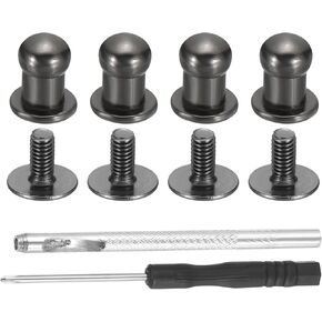 PATIKIL 9x8x6mm Spikes for Clothes, 30 Set Metal Button Spikes with Punch & Screwdriver Screw Kit Flat Head Rivets Screw DIY Leather Barrel Studs Hardware Trim Craft, Silver