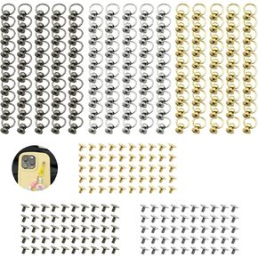 150pcs Screwback Round Head Rivet with Pull Ring, MaehSab DIY Leather Stainless Steel Craft Rivets Kit for Purse Wallet Bag Decoration (Gold Silver Black)