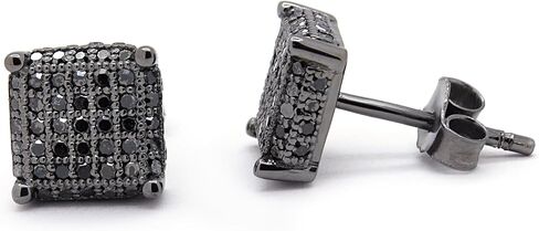 Dazzlingrock Collection 0.48 Carat (ctw) Round Black Diamond Ice Cube Mens Hip Hop Iced Stud Earrings 1/2 CT, Sterling Silver in Kuwait
