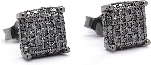 Dazzlingrock Collection 0.48 Carat (ctw) Round Black Diamond Ice Cube Mens Hip Hop Iced Stud Earrings 1/2 CT, Sterling Silver in Kuwait