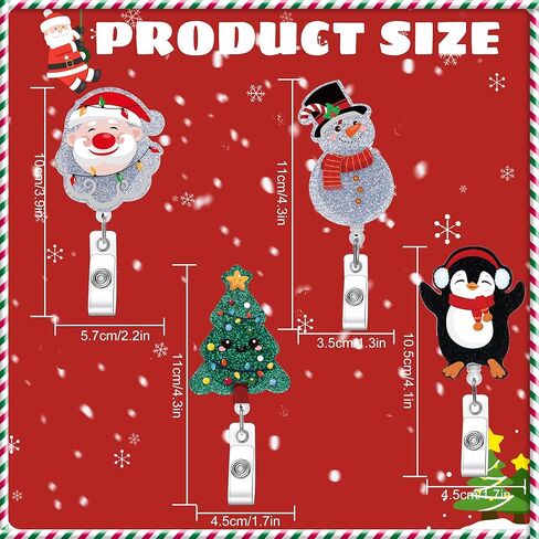 Funny Christmas Badge Reels Retractable - Gingerbread Man Christmas Badge Reel with Swivel Clip, Badge Clip for Name Tag Accessories, Christmas Gifts for Nurse Staff in Kuwait