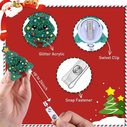 Funny Christmas Badge Reels Retractable - Gingerbread Man Christmas Badge Reel with Swivel Clip, Badge Clip for Name Tag Accessories, Christmas Gifts for Nurse Staff in Kuwait