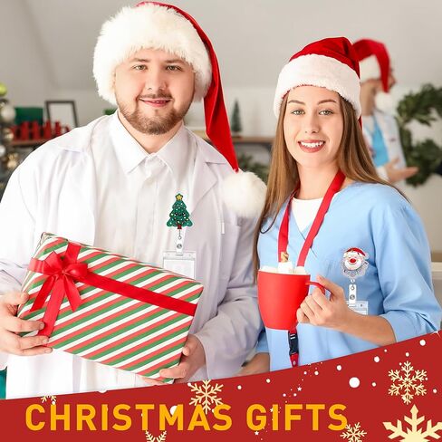 Funny Christmas Badge Reels Retractable - Gingerbread Man Christmas Badge Reel with Swivel Clip, Badge Clip for Name Tag Accessories, Christmas Gifts for Nurse Staff in Kuwait