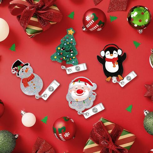 Funny Christmas Badge Reels Retractable - Gingerbread Man Christmas Badge Reel with Swivel Clip, Badge Clip for Name Tag Accessories, Christmas Gifts for Nurse Staff in Kuwait
