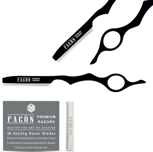 Facón Professional Hair Styling Thinning Texturizing Cutting Razor + 10 Replacement Blades in Saudi Arabia