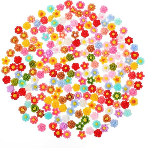 150 Pcs DIY Resin Flower Mini Flower Charms Mixed Colors Flower Beads Flatback Flower Resin Charms for DIY Craft Scrapbooking Decor in Saudi Arabia