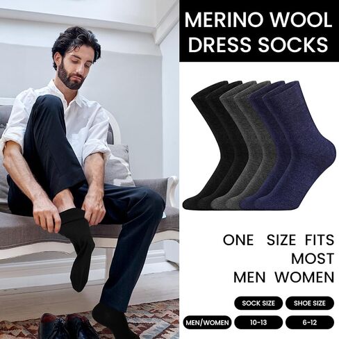 12 Pairs Thin Merino Wool Dress Socks Lightweight Merino Wool Trouser Socks Winter Warm Thin Wool Socks for Men Women in Saudi Arabia
