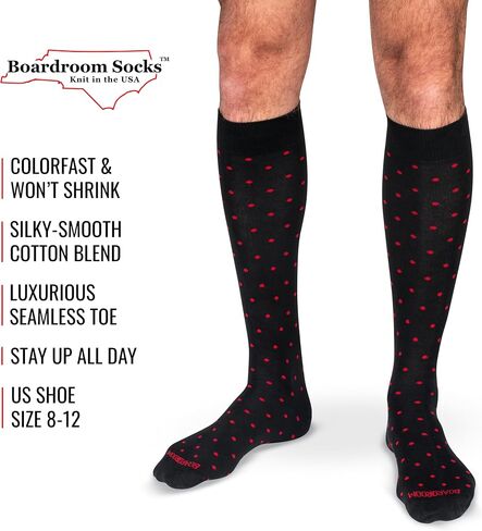 Cotton Patterned Over the Calf Dress Socks, Knee High Men’s Dress Socks, Made in USA by Boardroom Socks in Kuwait