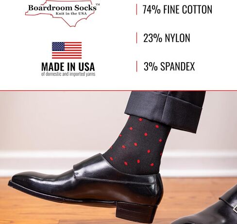 Cotton Patterned Over the Calf Dress Socks, Knee High Men’s Dress Socks, Made in USA by Boardroom Socks in Kuwait