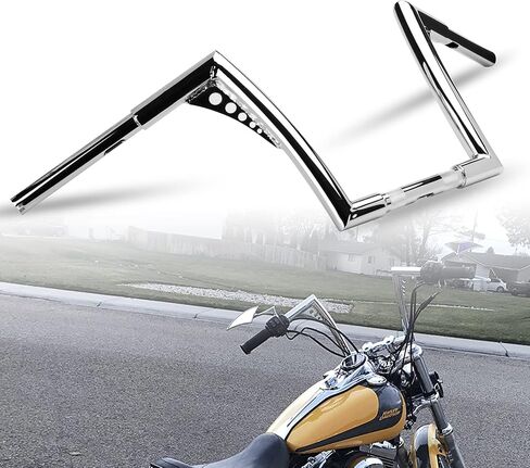 LKV 10 بوصة Rise Ape Hangers المقود، 1-1/4 بوصة قطر شريط الدراجة النارية كروم متوافق مع نماذج Harley Sportster XL 1200 883 Dyna Softail Touring Road Glide Road King in Kuwait