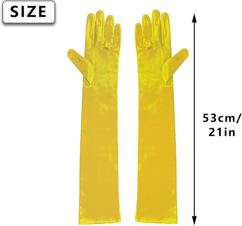 1 Pair of Gold Long Satin Finger Gloves 1920s Opera Party Wedding Bridal Etiquette Gloves Sun Protection Gloves for Women Girls in Saudi Arabia