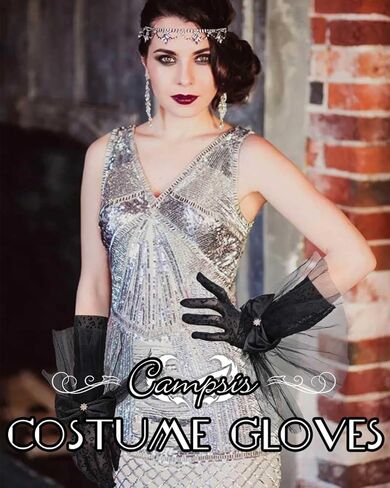 Campsis قفازات الدانتيل قفازات الشاي الأسود حزب ليوبارد طباعة الدانتيل قفاز 1920s فلابر أوبرا قفازات زي اللباس الملحقات للنساء وسيدة in Kuwait