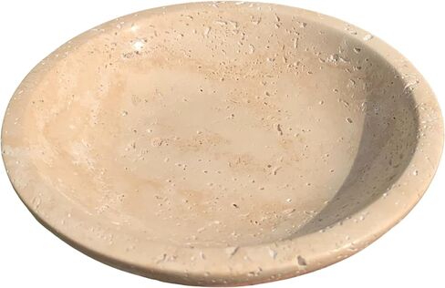 Real Travertine Marble Tray Serving as Key Bowl, 6.1'' Jewelry Dish & Decorative Bowl Dish for Key Earring, Nightstand Decor & Ring Holder Gift for Women & Birthday Gift (Travertine) in Saudi Arabia