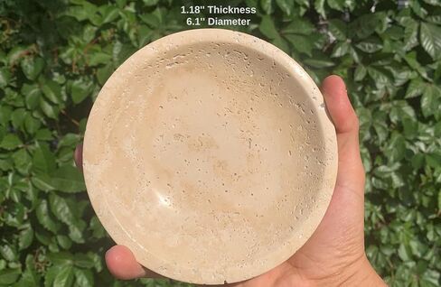 Real Travertine Marble Tray Serving as Key Bowl, 6.1'' Jewelry Dish & Decorative Bowl Dish for Key Earring, Nightstand Decor & Ring Holder Gift for Women & Birthday Gift (Travertine) in Saudi Arabia
