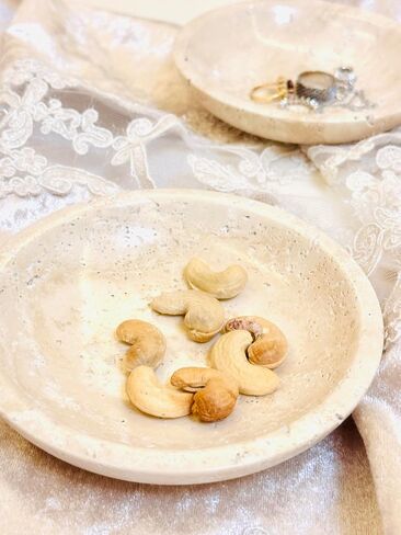 Real Travertine Marble Tray Serving as Key Bowl, 6.1'' Jewelry Dish & Decorative Bowl Dish for Key Earring, Nightstand Decor & Ring Holder Gift for Women & Birthday Gift (Travertine) in Saudi Arabia