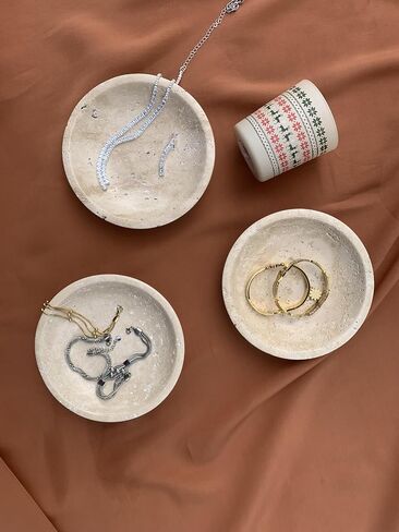Real Travertine Marble Tray Serving as Key Bowl, 6.1'' Jewelry Dish & Decorative Bowl Dish for Key Earring, Nightstand Decor & Ring Holder Gift for Women & Birthday Gift (Travertine) in Saudi Arabia
