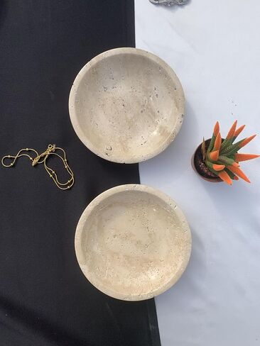 Real Travertine Marble Tray Serving as Key Bowl, 6.1'' Jewelry Dish & Decorative Bowl Dish for Key Earring, Nightstand Decor & Ring Holder Gift for Women & Birthday Gift (Travertine) in Saudi Arabia