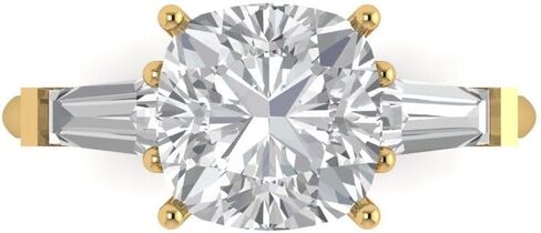Clara Pucci 3 ct Cushion Cut Moissanite 14k Yellow Gold Three-Stone Wedding Engagement Bridal Promise Ring in Saudi Arabia