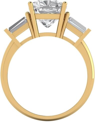 Clara Pucci 3 ct Cushion Cut Moissanite 14k Yellow Gold Three-Stone Wedding Engagement Bridal Promise Ring in Saudi Arabia