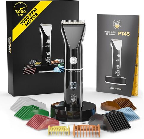 Beard Club PT45 Beard Trimmer & Beard Care Grooming Kit – Cordless Electric Beard Trimmer, Straight Edge Razor, Beard Shampoo, Sandalwood Beard Balm, Beard Brush and Comb - Holiday Gift Kit in Kuwait