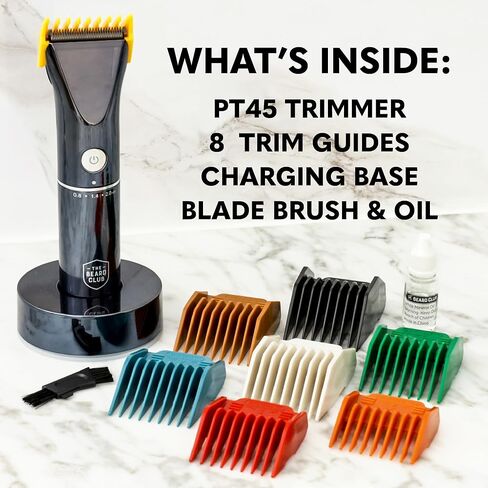Beard Club PT45 Beard Trimmer & Beard Care Grooming Kit – Cordless Electric Beard Trimmer, Straight Edge Razor, Beard Shampoo, Sandalwood Beard Balm, Beard Brush and Comb - Holiday Gift Kit in Kuwait
