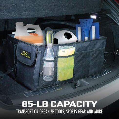 ATJ-CTSO-BLK Collapsible Auto Storage Organizer w/ Anchor Straps and Togle Fasteners for Hold Security, Adjustable Strap, Rip Resistant , Black in Kuwait