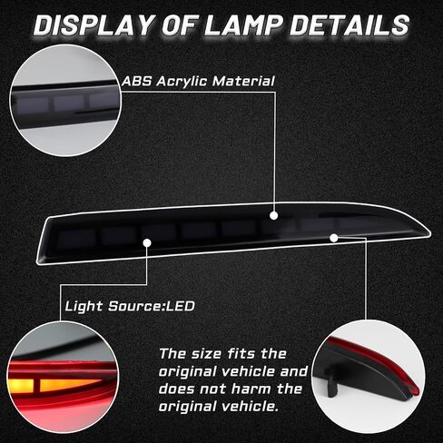 Smoked LED Rear Bumper Reflectors Fog Brake Tail Light Lamps Compatible with Chevy Camaro GEN6 2016-2024 Cadillac ATS XT5 Pontiac Turn Signal Kits (SMOKED) in Saudi Arabia