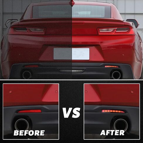 Smoked LED Rear Bumper Reflectors Fog Brake Tail Light Lamps Compatible with Chevy Camaro GEN6 2016-2024 Cadillac ATS XT5 Pontiac Turn Signal Kits (SMOKED) in Saudi Arabia