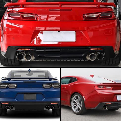 Smoked LED Rear Bumper Reflectors Fog Brake Tail Light Lamps Compatible with Chevy Camaro GEN6 2016-2024 Cadillac ATS XT5 Pontiac Turn Signal Kits (SMOKED) in Saudi Arabia