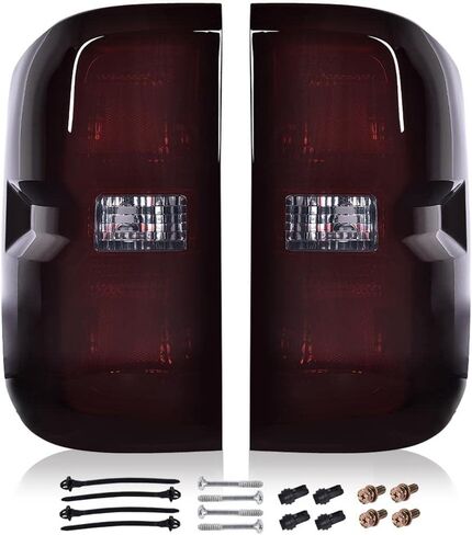 مصباح فرامل خلفي من CHEDA متوافق مع 2014 2015 2016 2017 2018 Chevy Silverado 1500/2015-2018 Chevy Silverado 2500 HD 3500 HD (يسار + يمين (عدسة سوداء)) in Kuwait
